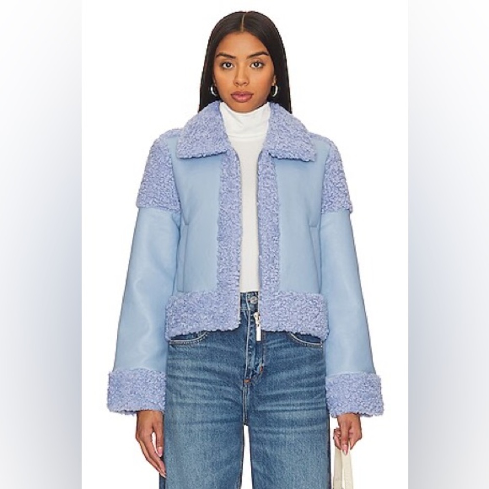 Unreal Fur Corfu Light Blue Faux Shearling Teddy Jacket Small